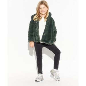 APPARIS Goldy Faux Fur Coat in Dark Green Size 10